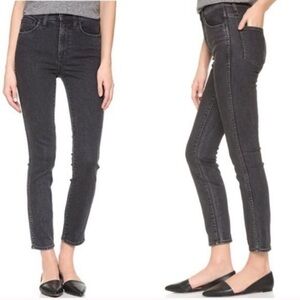 Madewell High Riser Skinny Jeans Black Distressed Wash Rock Goth Dark Romantic‎